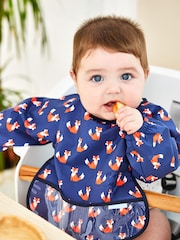 JoJo Maman Bébé Navy Fox Deluxe Sleeved Bib - Image 2 of 3
