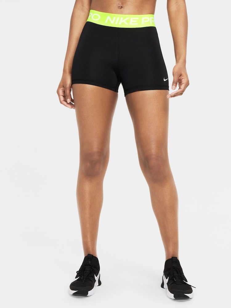 Nike Black/Lime Pro 3" Shorts - Image 1 of 5
