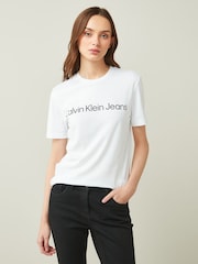 Calvin Klein Jeans Slim 100% Cotton Institutional Black Logo T-Shirt - Image 1 of 4