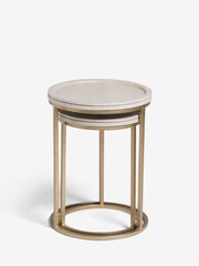 Light Colton Mango Wood Round Set of 2 Nest of Tables - Image 2 of 6