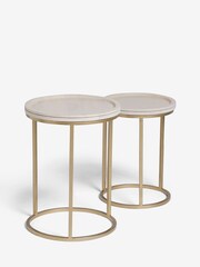 Light Colton Mango Wood Round Set of 2 Nest of Tables - Image 5 of 6