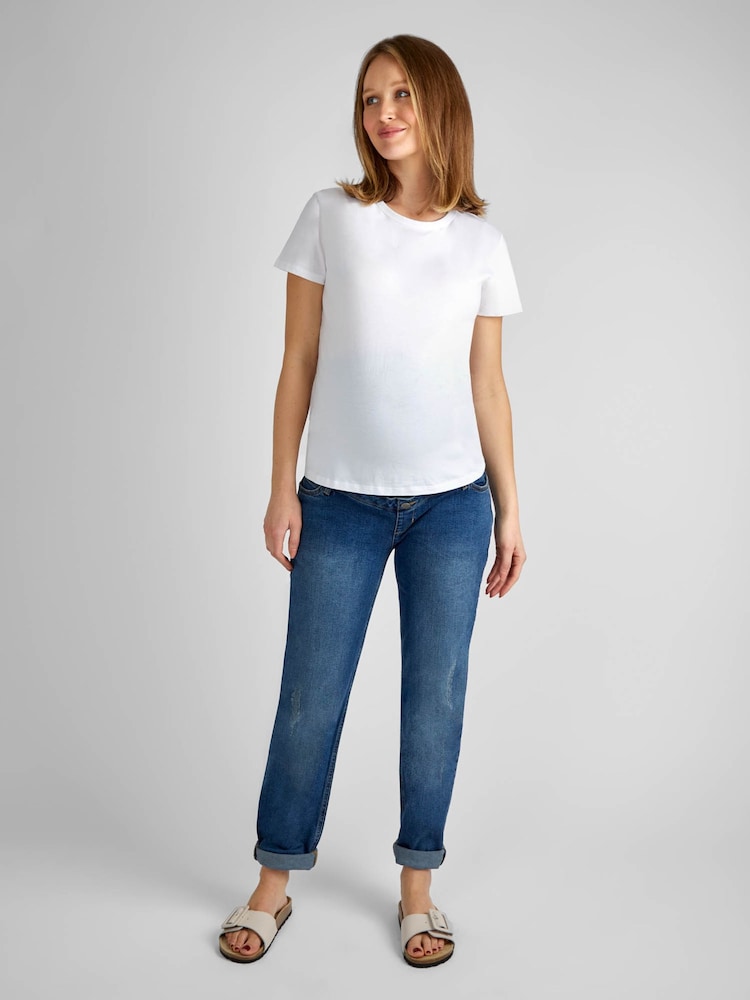 JoJo Maman Bébé Vintage Wash Slim Boyfriend Maternity Jeans - Image 1 of 6