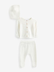 The White Company Organic Cotton Knitted White Gift Set - Image 1 of 3