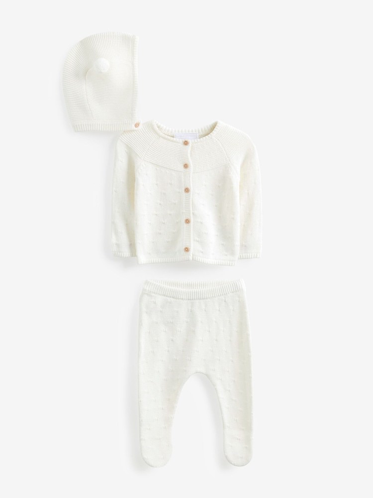The White Company Gestricktes Geschenk-Set aus Bio-Baumwolle, Weiß - Bild 1 von 3 The White Company Gestricktes Geschenk-Set aus Bio-Baumwolle, Weiß - Bild 1 von 3