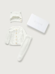 The White Company Organic Cotton Knitted White Gift Set - Image 3 of 3