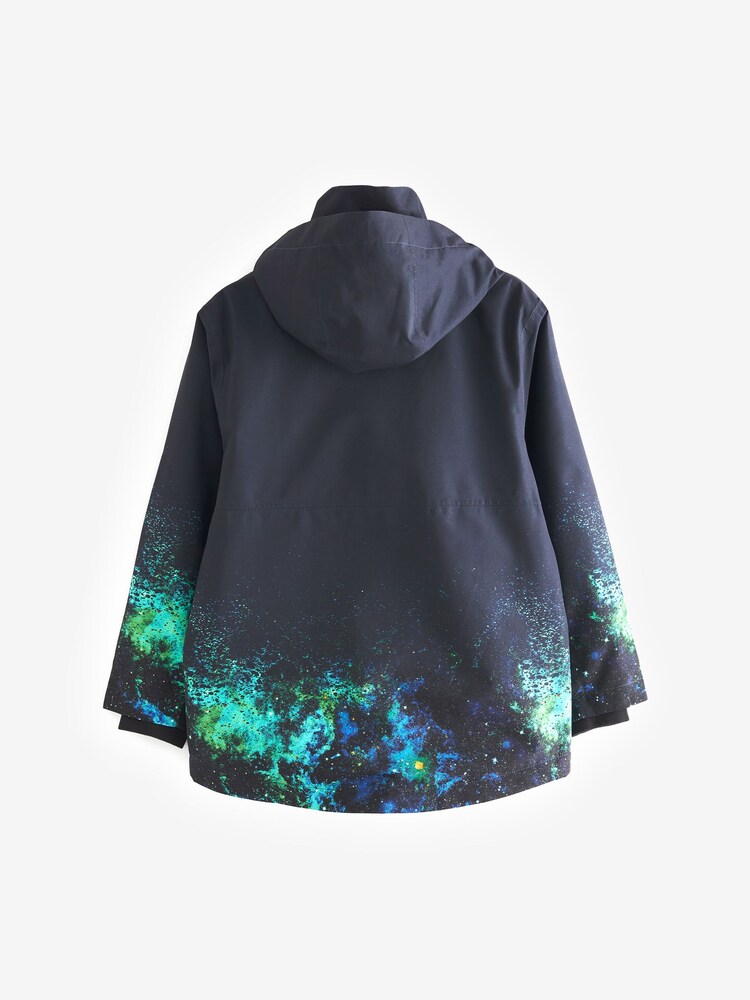 Navy Blue Print Waterproof Fleece Lined Coat (3-16yrs) - Image 2 of 11