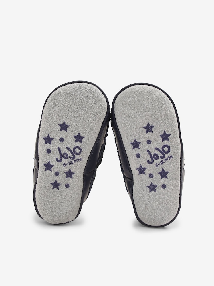 JoJo Maman Bébé Navy Blue Ecru Cream Stripe Moccasin Slipper Socks - Image 2 of 2