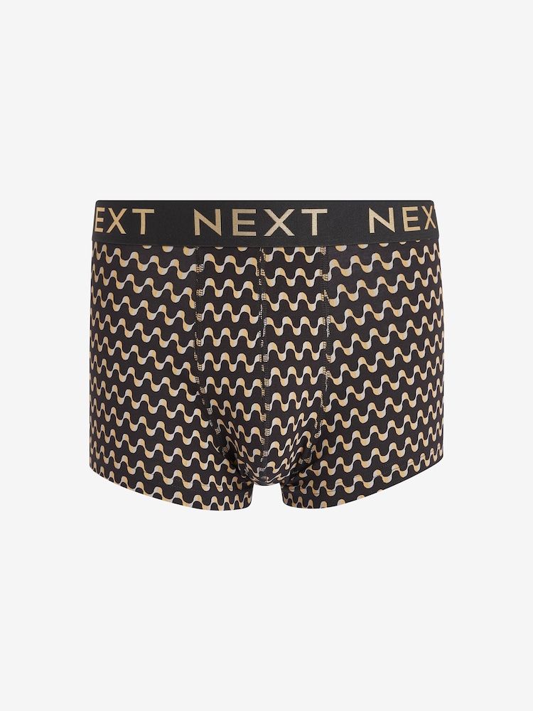 Black/Gold Pattern 4 pack Hipsters - Image 6 of 8