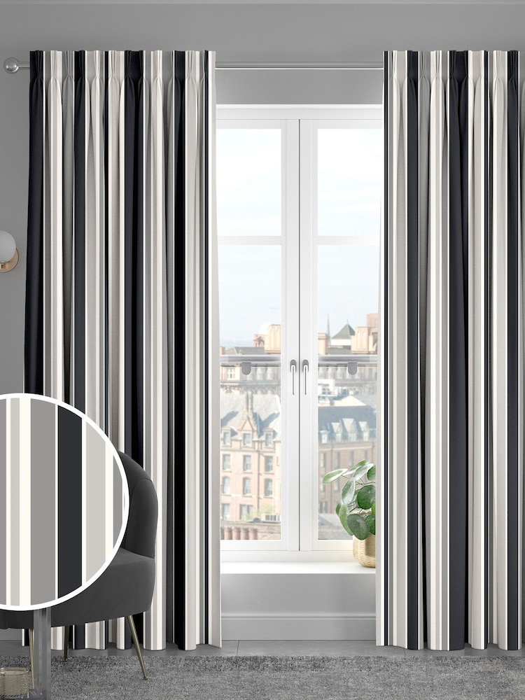 Black Huddson Made To Measure 100% Cotton Curtains - Image 1 of 9