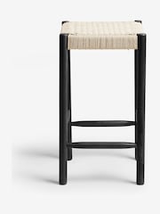 Set of 2 Black Wood Woven Oslo Bar Stools - Image 2 of 6