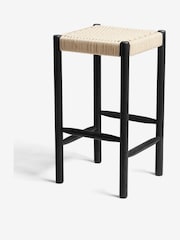 Set of 2 Black Wood Woven Oslo Bar Stools - Image 3 of 6