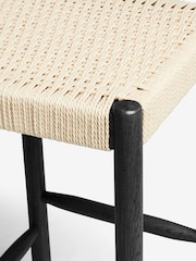 Set of 2 Black Wood Woven Oslo Bar Stools - Image 5 of 6