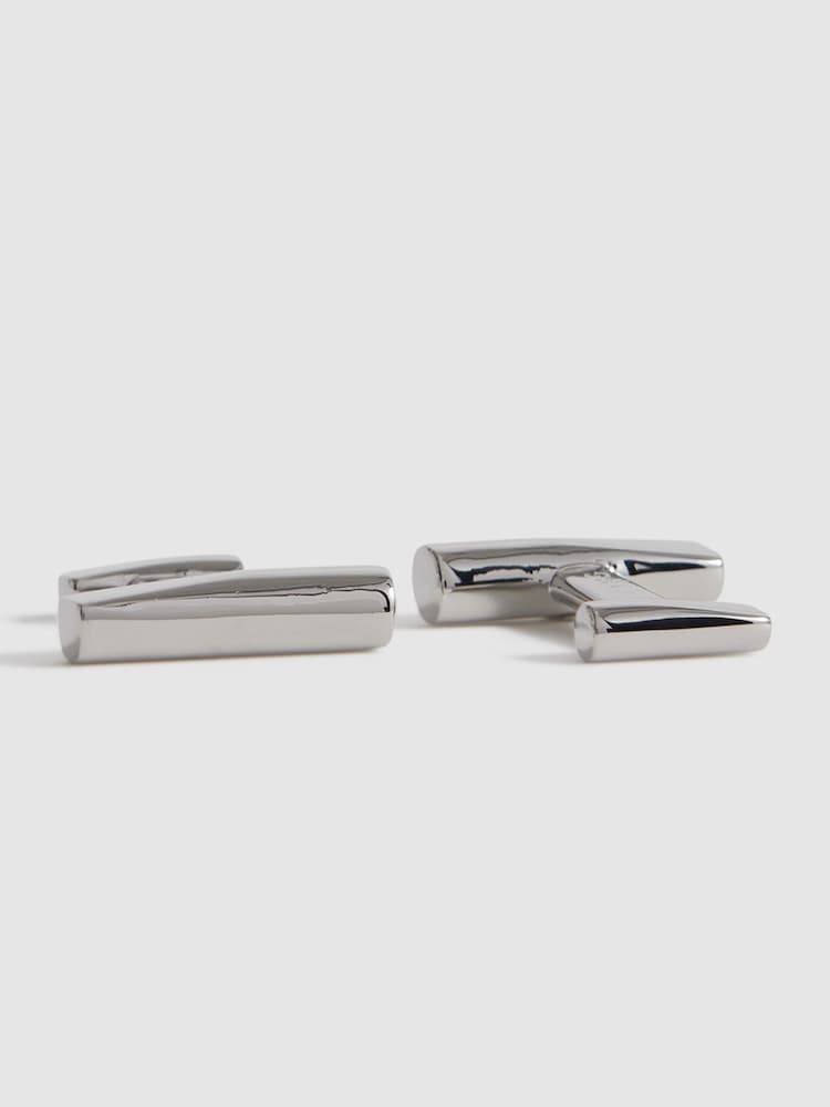 Argent - Boutons de manchette motif barrette Reiss Blake - Image 3 of 5