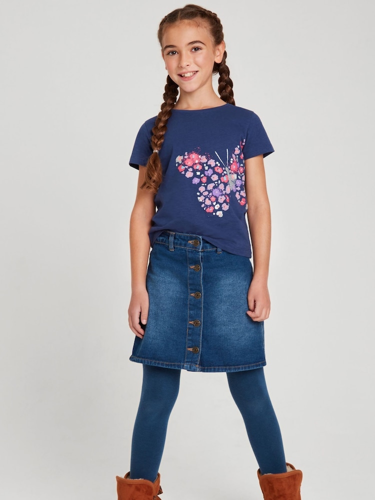 M&Co Blue Butterfly T-Shirt - Image 1 of 6