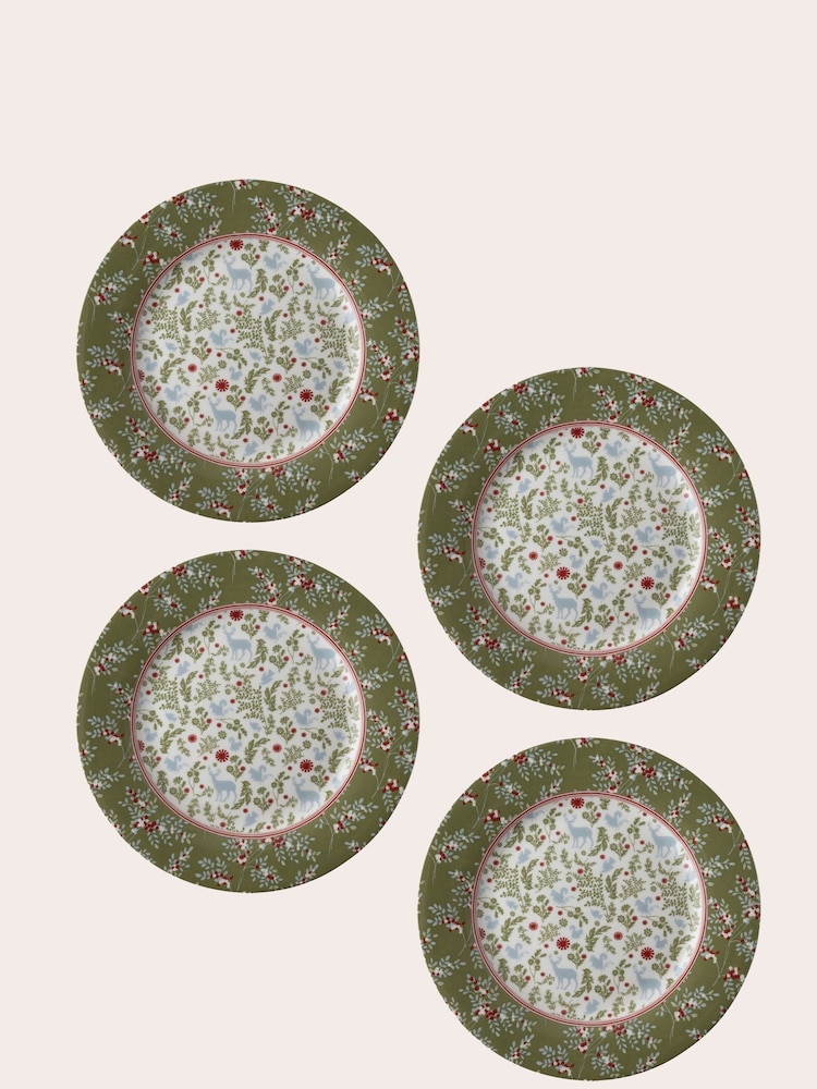 Laura Ashley Set of 4 Green Stockbridge Green Plates 20cm - Image 3 of 3