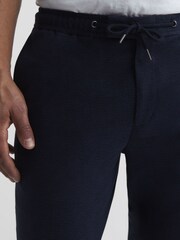 Reiss Navy Sob Jersey Mixer Slim Fit Trousers - Image 4 of 5