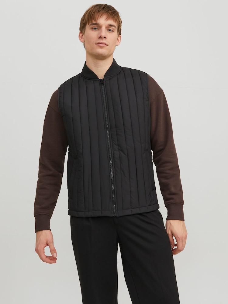 JACK & JONES Black Lightweight Quilted Padded Gilet - Image 1 of 5