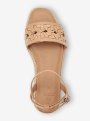 Tan Brown Regular/Wide Fit Forever Comfort® Leather Platform Sandals with Woven Detail - Image 5 of 6