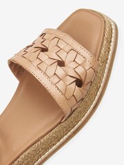 Tan Brown Regular/Wide Fit Forever Comfort® Leather Platform Sandals with Woven Detail - Image 6 of 6
