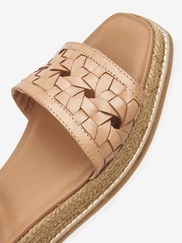 Tan Brown Regular/Wide Fit Forever Comfort® Leather Platform Sandals with Woven Detail - Image 6 of 6
