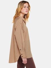Whistles Natural Stripe Oversized Shirt - Image 3 of 5