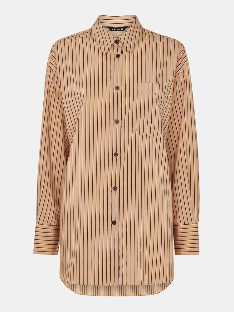 Whistles Natural Stripe Oversized Shirt - Image 5 of 5