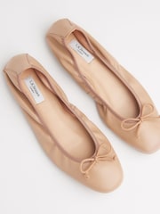 LK Bennett Natural Trilly Leather Ballerina Pumps - Image 3 of 4