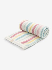 JoJo Maman Bébé Pink Multi Chunky Knitted Stripe Blanket - Image 2 of 2