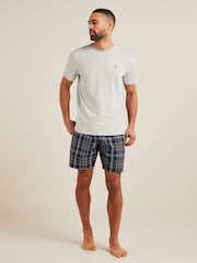 Navy Blue/Grey Check Lightweight Short Pyjama Sets 2 Pack - Image 2 of 11