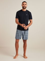 Navy Blue/Grey Check Lightweight Short Pyjama Sets 2 Pack - Image 3 of 11