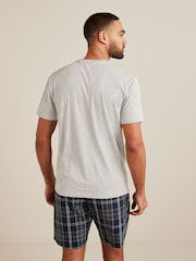 Navy Blue/Grey Check Lightweight Short Pyjama Sets 2 Pack - Image 4 of 11