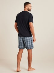 Navy Blue/Grey Check Lightweight Short Pyjama Sets 2 Pack - Image 5 of 11