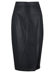 Pour Moi Black Elise Faux Leather Midi Pencil Skirt - Image 3 of 4