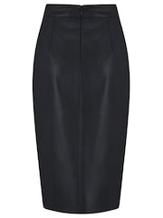 Pour Moi Black Elise Faux Leather Midi Pencil Skirt - Image 4 of 4
