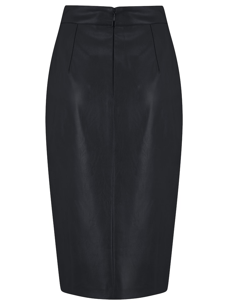 Pour Moi Black Elise Faux Leather Midi Pencil Skirt - Image 4 of 4