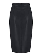 Pour Moi Black Elise Faux Leather Midi Pencil Skirt - Image 6 of 7