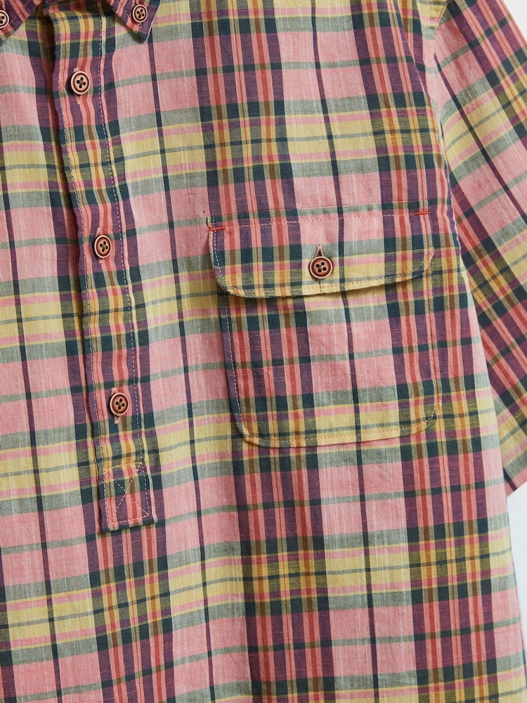 White Stuff Pink Clifton Madras Check Shirt - Image 6 of 6 White Stuff Pink Clifton Madras Check Shirt - Image 6 of 6