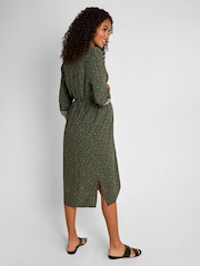 JoJo Maman Bébé Khaki Animal Print Shirt Maternity Dress - Image 3 of 4