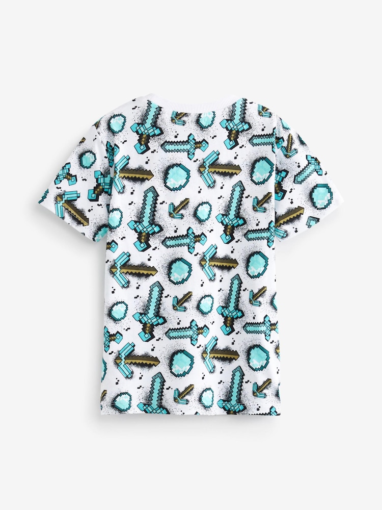 Sword White FUNKO Licensed Minecraft Tshirt with Creeper Pocket POP Toy (4-16yrs) - Image 2 of 2