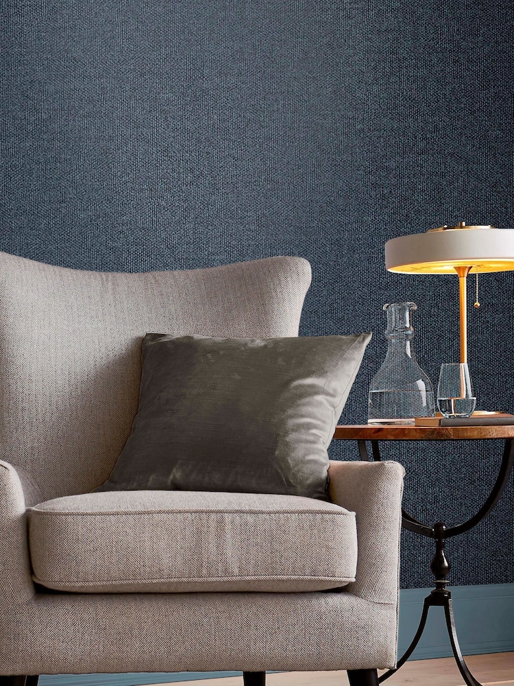 Graham & Brown Blue Twill Denim 10M Wallpaper - Image 1 of 3