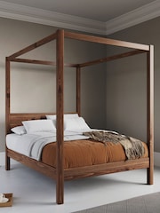 Get Laid Beds Coffee Bean Four Poster Classic Square Leg Solid Wood Bed - Image 1 of 3