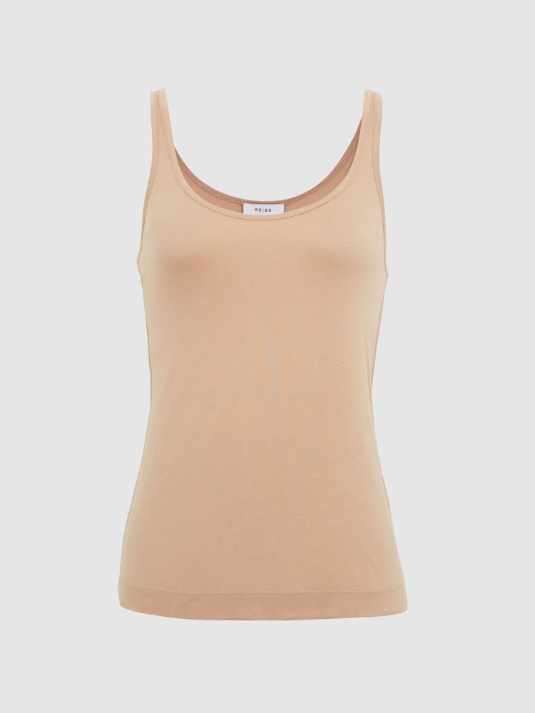 Reiss Nude Arla Scoop Neck Second Skin Vest Top - Image 2 of 7