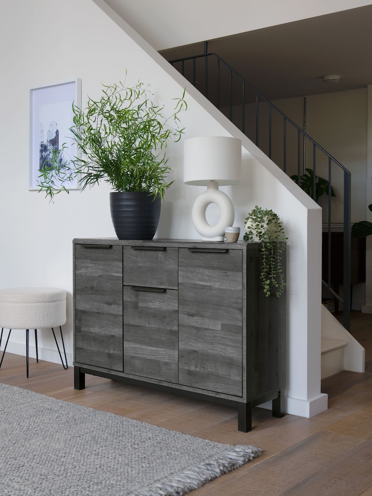 Black Bronx Oak Effect Slim Large Sideboard - Image 1 of 10
