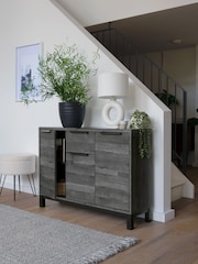 Black Bronx Oak Effect Slim Large Sideboard - Image 3 of 10