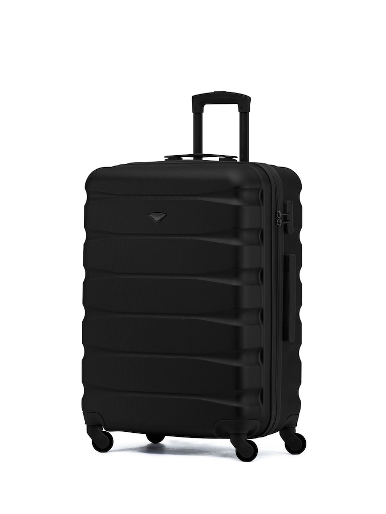 Flight Knight Black Mono Medium Hardcase Lightweight Check In Suitcase With 4 Wheels - Image 1 of 7