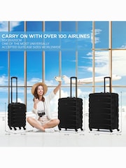 Flight Knight Black Mono Medium Hardcase Lightweight Check In Suitcase With 4 Wheels - Image 2 of 7