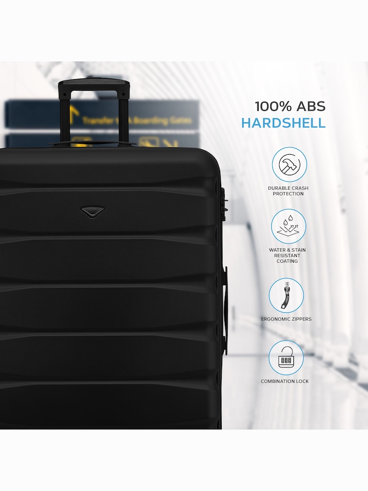 Flight Knight Black Mono Medium Hardcase Lightweight Check In Suitcase With 4 Wheels - Image 7 of 7