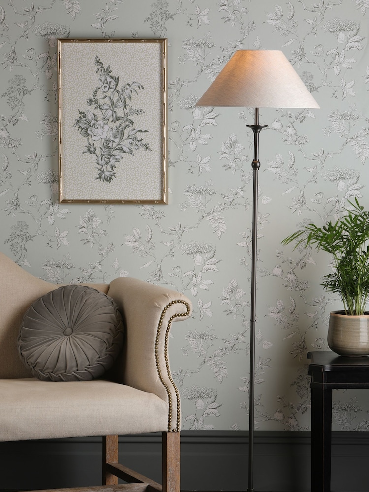 Laura Ashley Black Ludchurch Complete Floor Lamp - Image 1 of 5