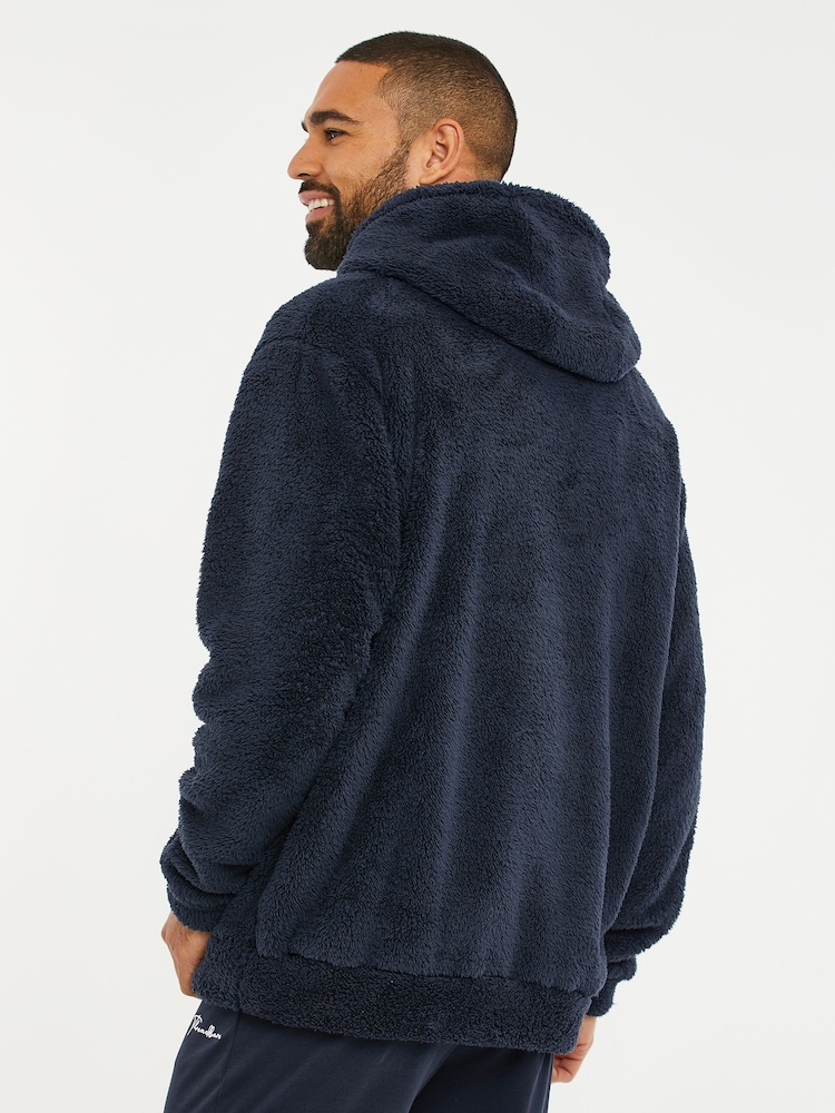 Threadbare Navy Borg Loungewear Hoodie - Image 2 of 4