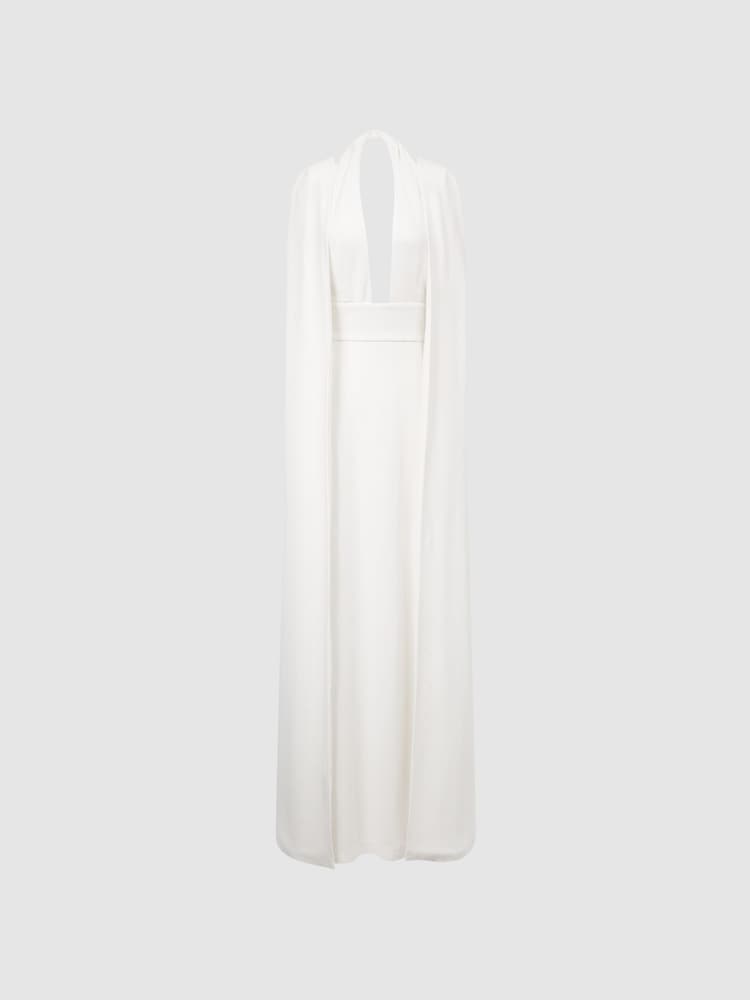 Reiss White Grace Maxi Dress With Cape - Image 2 of 8